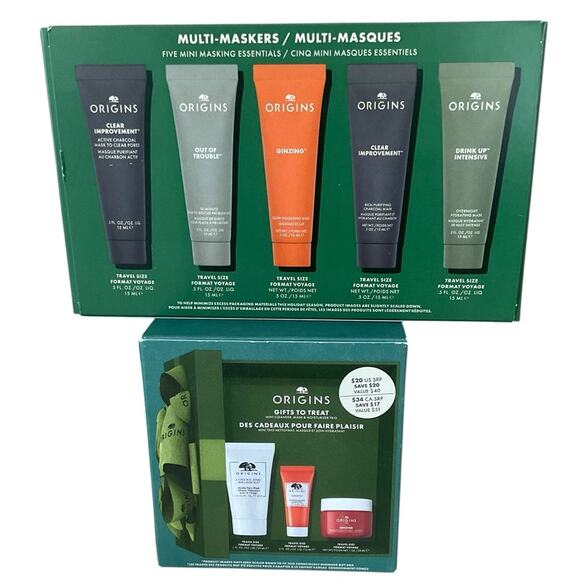 Origins Green Mini Cleanser Mask & Moisturizer Set Travel Size Multi Maskers NEW - Picture 1 of 3